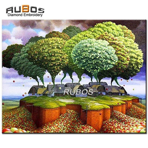 5D Diamond Painting Houses and Trees Kit