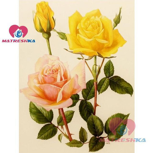 5D Diamond Painting Yellow and Pink Roses Kit