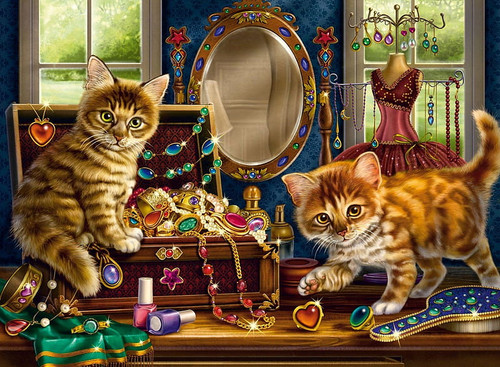 5D Diamond Painting Jewelry Box Kittens Kit