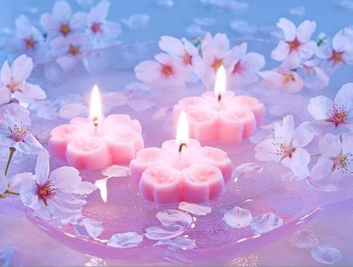 5D Diamond Painting Three Pink Flower Candles Kit