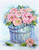 5D Diamond Painting Pink Flowers in a Double Handled Bucket Kit