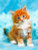 5D Diamond Painting Orange Striped Kitten in Feathers Kit