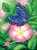 5D Diamond Painting Pink Flower and Blue Butterfly Kit