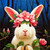 5D Diamond Painting Pink Flower Bunny Kit