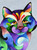 5D Diamond Painting Abstract Colorful Cat Kit