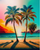 5D Diamond Painting Two Palm Trees in the Sunset Kit