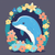 5D Diamond Painting Abstract Blue Dolphin Flower Wreath Kit