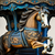 5D Diamond Painting Blue Carousel Brown Horse Kit