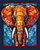 5D Diamond Painting Abstract Orange Elephant Kit