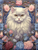 5D Diamond Painting White Persian Cat In Flowers Kit