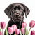 5D Diamond Painting Pink Tulip Black Lab Kit