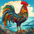 5D Diamond Painting Colorful Rooster by the Sea Kit