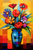 5D Diamond Painting Blue Vase of Abstract Flowers Kit