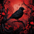 5D Diamond Painting Red Sky Black Bird Kit