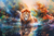 5D Diamond Painting Watercolor Lion in the Water Kit