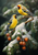 5D Diamond Painting Pine Tree Yellow Birds Kit