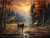 5D Diamond Painting Doe and Buck Fall Cabin Kit