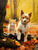5D Diamond Painting Striped Kitten and Dog Under an Autumn Tree Kit