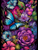 5D Diamond Painting Abstract Blue Butterfly and Flowers Kit