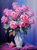 5D Diamond Painting White Pitcher of Pink Roses Kit