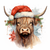 5D Diamond Painting Santa Hat Highland Cow Kit