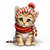 5D Diamond Painting Red Scarf Christmas Kitten Kit