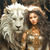 5D Diamond Painting Mythical White Lion and Girl Kit
