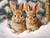 5D Diamond Painting Two Small Brown Rabbits in the Snow Kit
