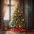 5D Diamond Painting Red and Gold Christmas Tree by the Window Kit