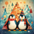 5D Diamond Painting Two Abstract Scarf Penguins Kit