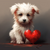 5D Diamond Painting White Puppy and Red Heart Kit