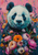 5D Diamond Painting Panda in Flowers Kit