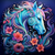 5D Diamond Painting Blue Scroll Abstract Horse Kit