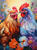 5D Diamond Painting Two Abstract Colored Roosters Kit