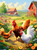 5D Diamond Painting Three Roosters in the Barnyard Kit