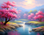 5D Diamond Painting Cherry Trees by the River Kit
