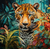 5D Diamond Painting Jungle Plants and Leopard Kit