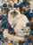 5D Diamond Painting Blue Flower Cream Colored Cat Kit