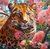 5D Diamond Painting Pink Flowers and Leopard Kit