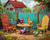 5D Diamond Painting Abstract Colored Backyard Roosters Kit