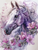 5D Diamond Painting Purple Watercolor Horse and Flowers Kit
