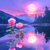 5D Diamond Painting Two Pink Roses Moon Reflection Kit
