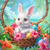 5D Diamond Painting White Rabbit and Tropical Easter Basket Kit