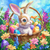 5D Diamond Painting White and Brown Rabbit Easter Basket Kit