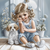 5D Diamond Painting Blue Bow Girl and Puppy Kit