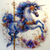 5D Diamond Painting Blue and Gold Carousel Horse Kit