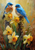5D Diamond Painting Two Birds on a Post in Daffodils Kit