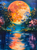 5D Diamond Painting Bright Orange Moon Behind Trees Kit