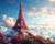 5D Diamond Painting Abstract Pink Flower Eiffel Tower Kit