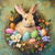 5D Diamond Painting Rabbit and Colorful Egg Wreath Kit